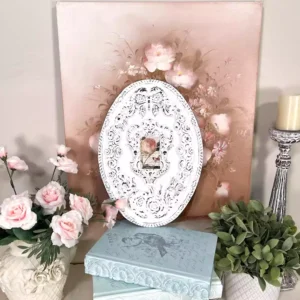 French Country Cottage Spring Roses Garden Wall Art with Butterflies