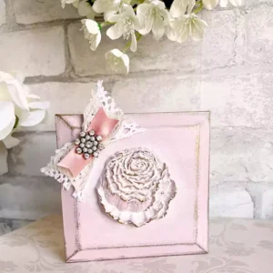 French Country Mauve Rose Wood Shelf Sitter