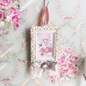 Cottage Chic Vintage Valentine's Day Hot Air Balloon Postcard Wall Art/Knob Hanger