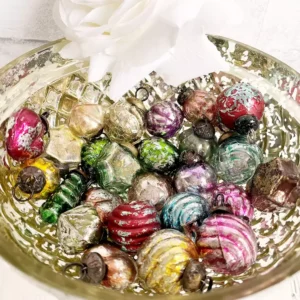 Retro Cottage Vintage German Kugel Style Colored Mercury Glass Ornaments Christmas Ornaments